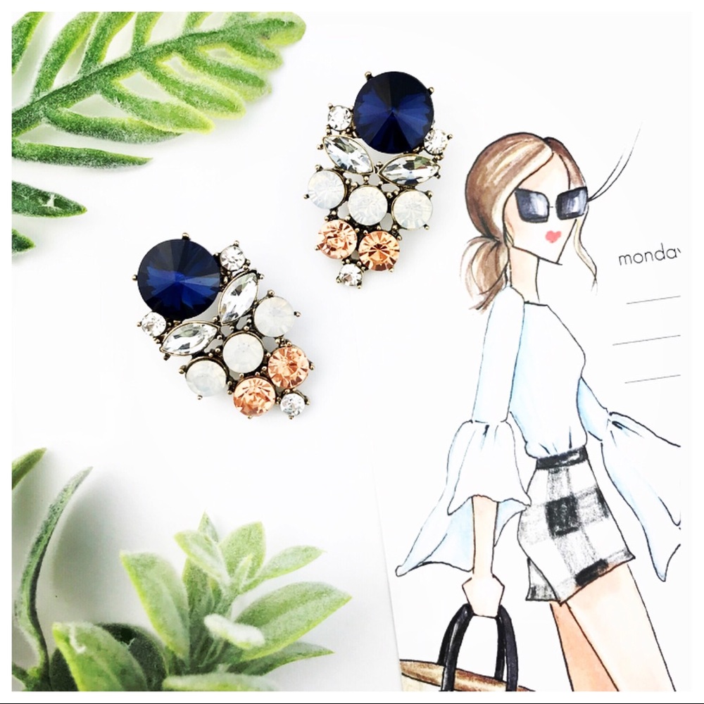 “Abigail” Rock Stud Crystal Earrings